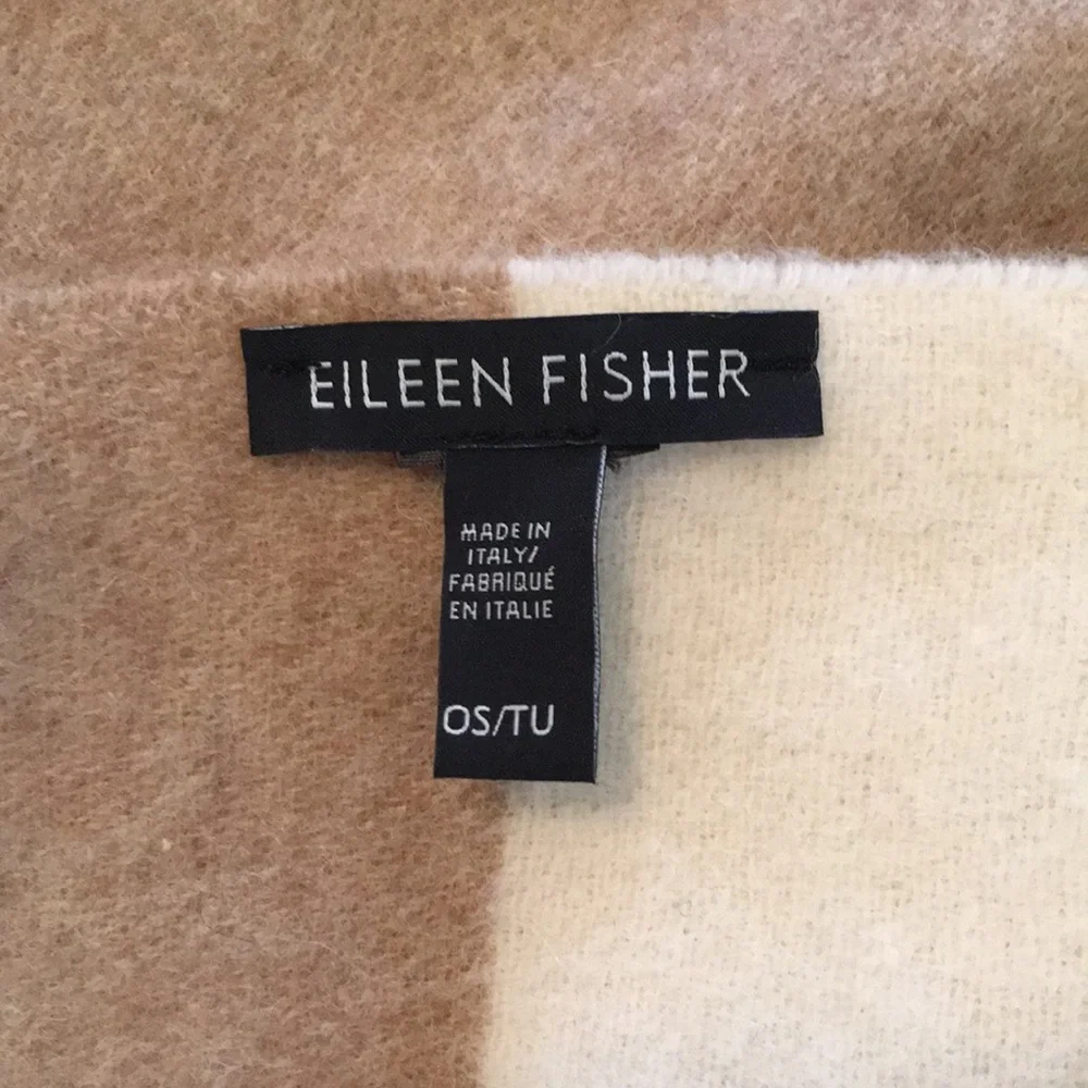 Eileen Fisher Italian Wool blend Striped Blanket Scarf